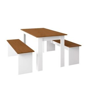 Mesa con banquetas Blanco Natura