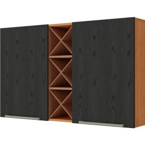 Mueble aéreo con botellero Natura/negro